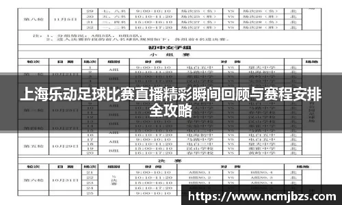上海乐动足球比赛直播精彩瞬间回顾与赛程安排全攻略